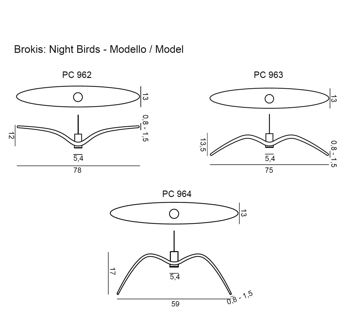 Brokis Night Birds Suspension Lamp