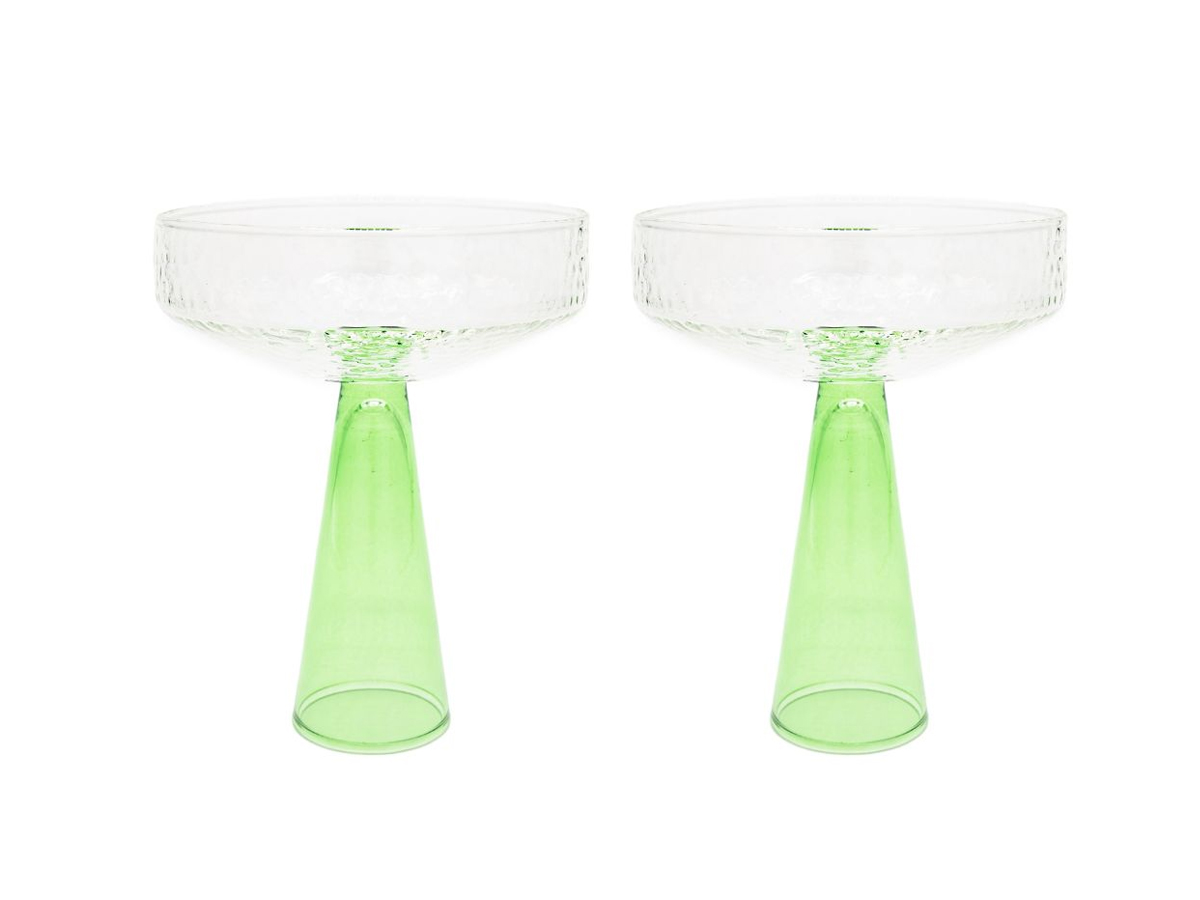 Бокал для коктейля Brût Homeware Claude Coppa Trasparente / Verde opaco, набор 2