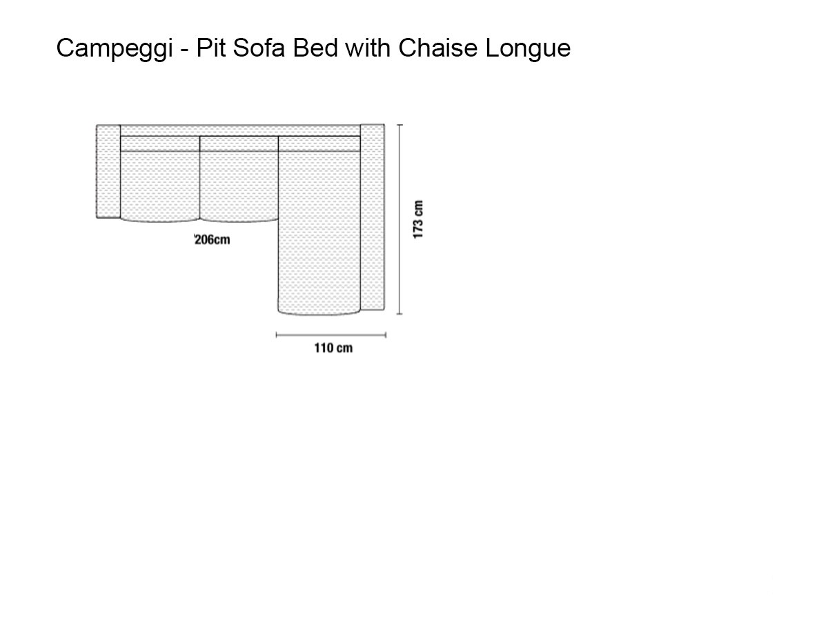Campeggi Pit Sofa Bed With Chaise Longue L 316 Cm