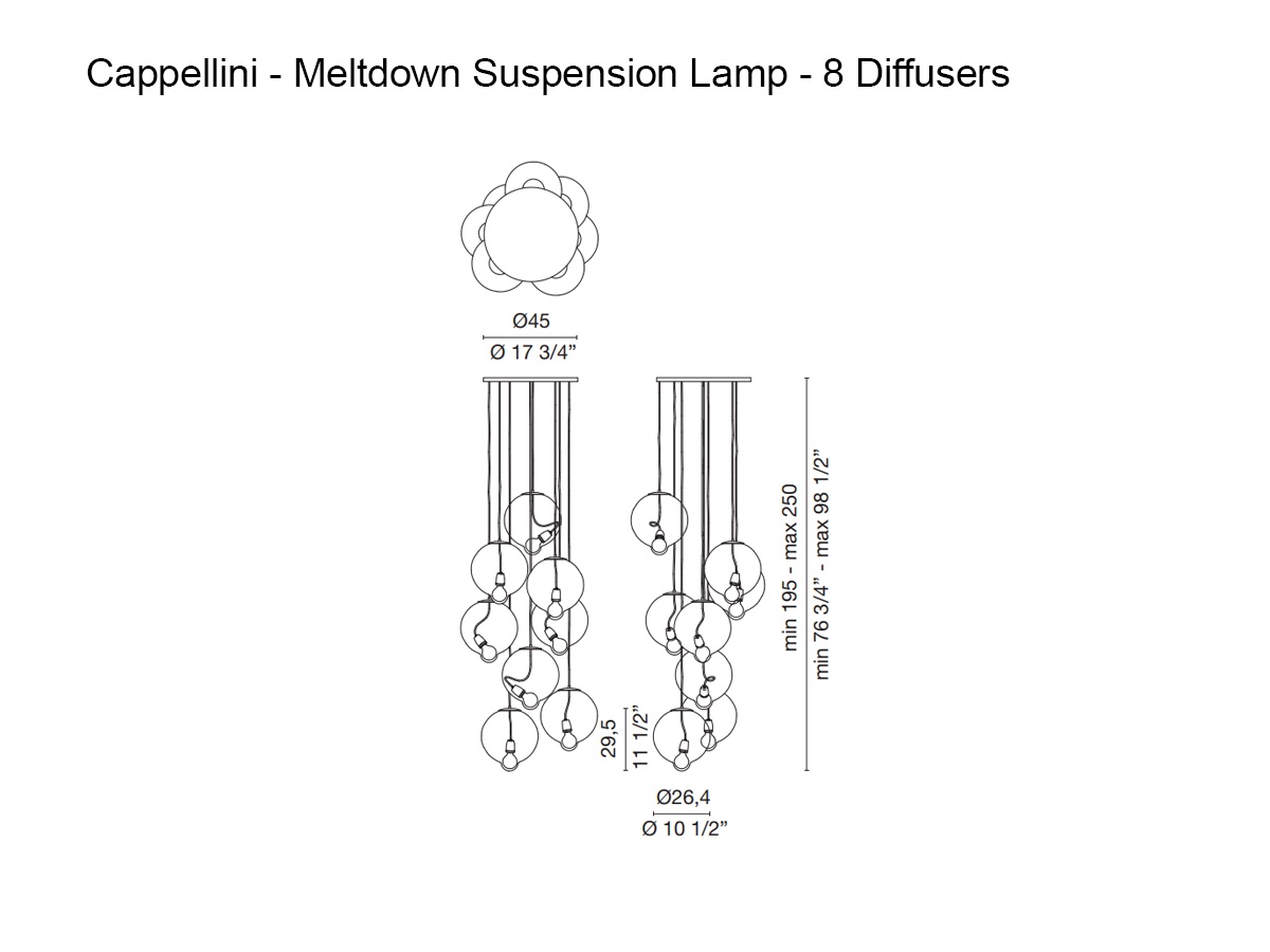 Cappellini Meltdown Suspension Lamp 8 Diffusers
