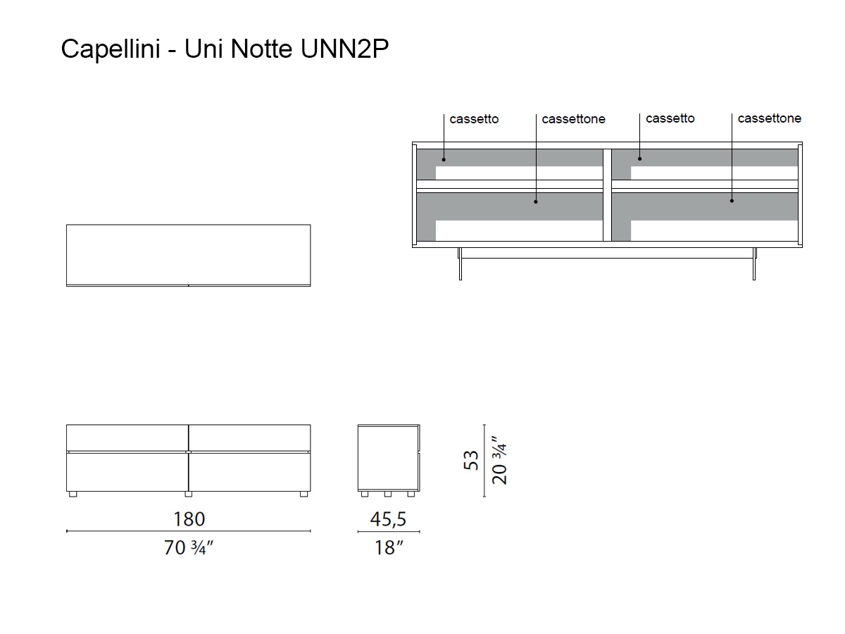 Cappellini Uni Notte Chest Of Drawers L 180 Cm