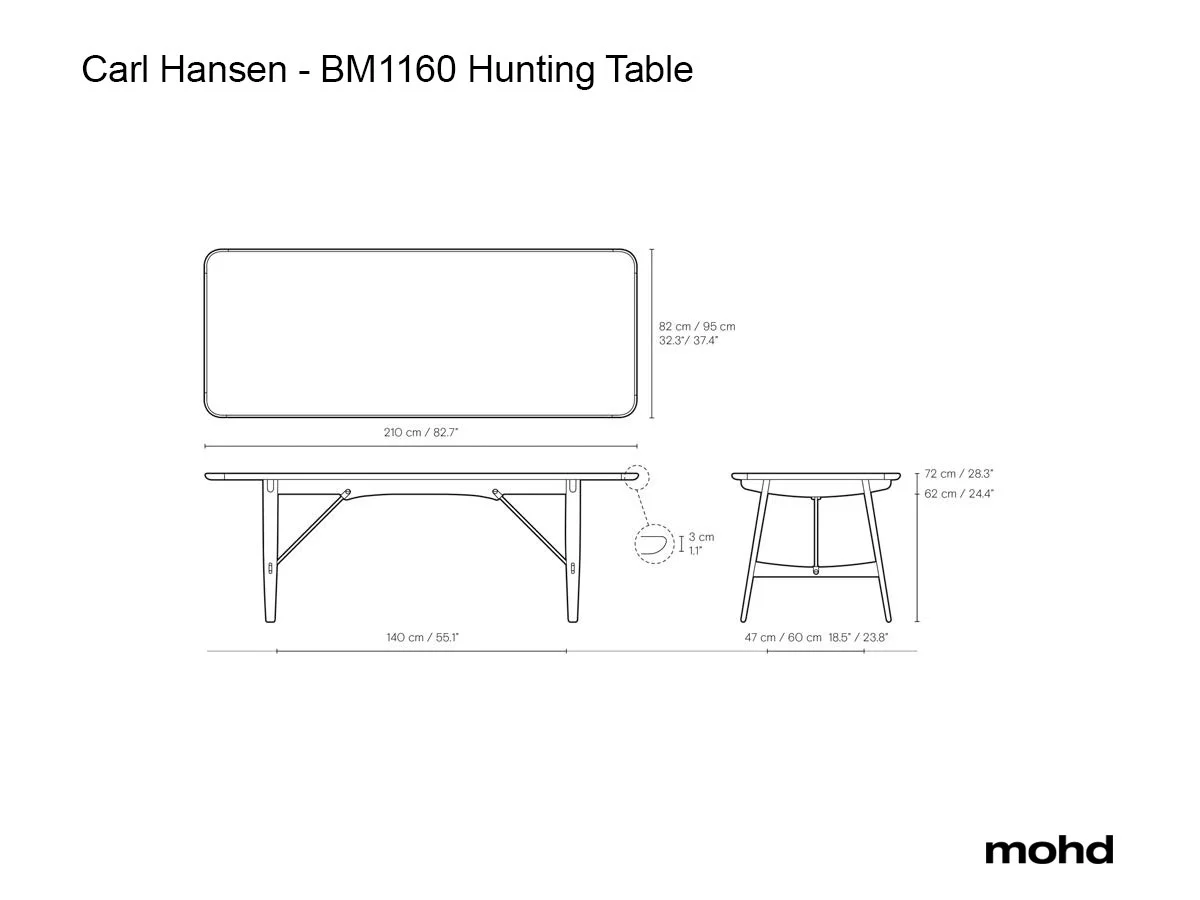 Carl Hansen Son Bm1160 Hunting Table 210x82
