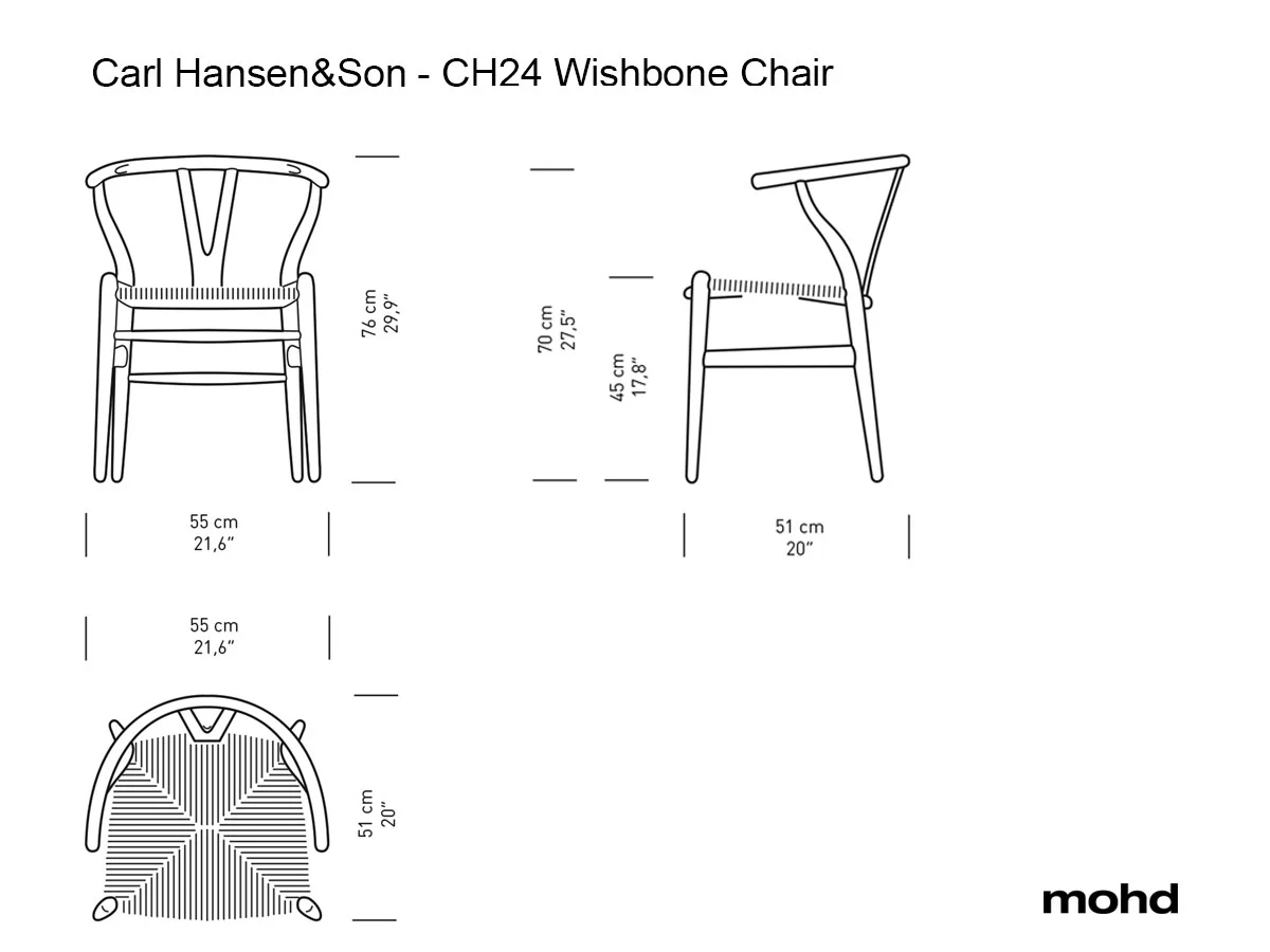 Carl Hansen Son Ch24 Wishbone Chair Black Cord