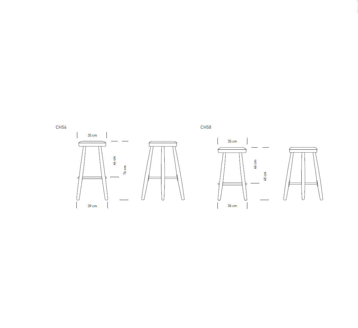 Carl Hansen Son Ch56 58 Stool