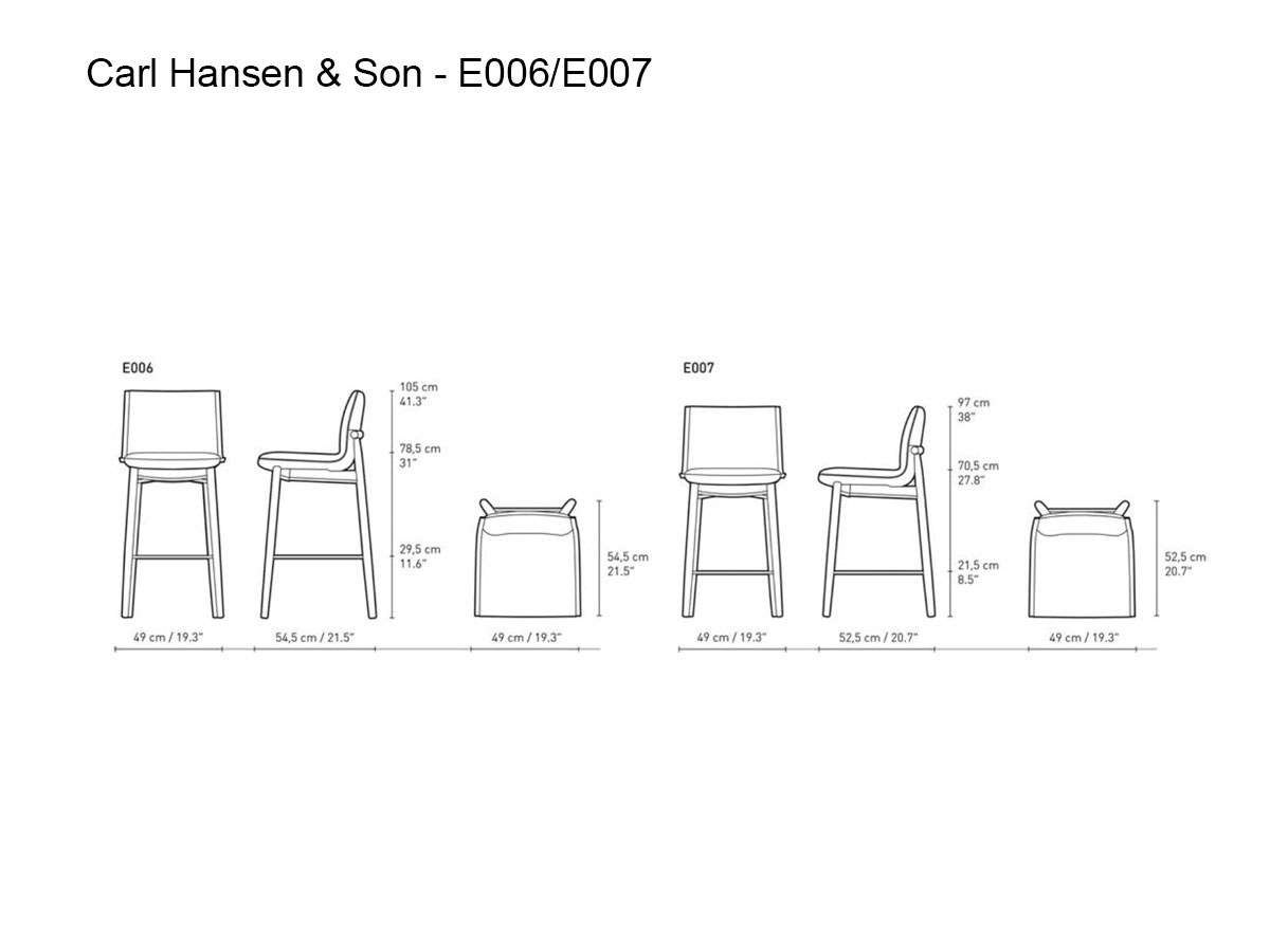 Carl Hansen Son E006 E007 Embrace Bar Stool