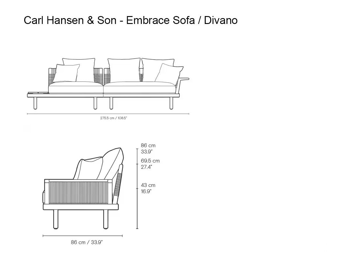Carl Hansen Son Embrace 3 Seater Sofa With Side Table Outdoor