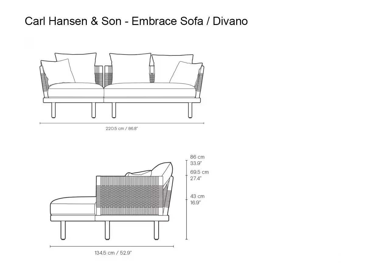 Carl Hansen Son Embrace 3 Seater Sofa With Chaise Longue Outdoor