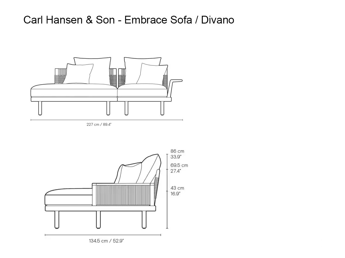Carl Hansen Son Embrace Sofa With Chaise Lounge And Open End Outdoor