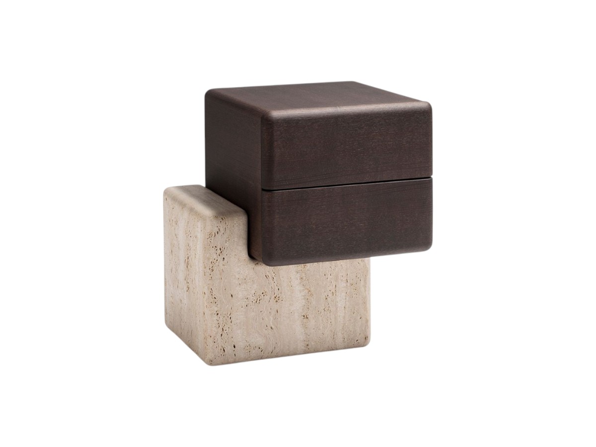 Carpanese Home Brick N Bedside Table Marble Base Wooden Drawers
