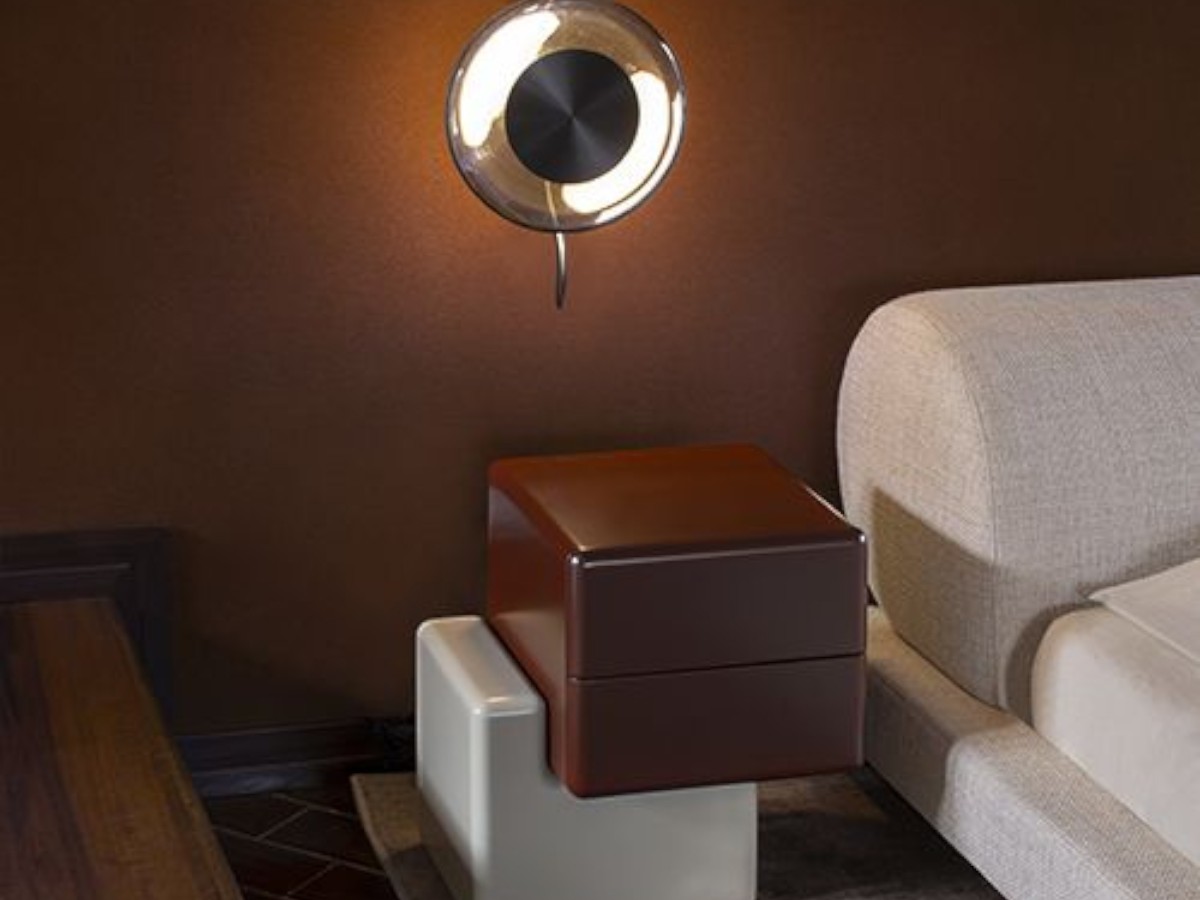 Carpanese Home Brick N Bedside Table Lacquered Base And Drawers
