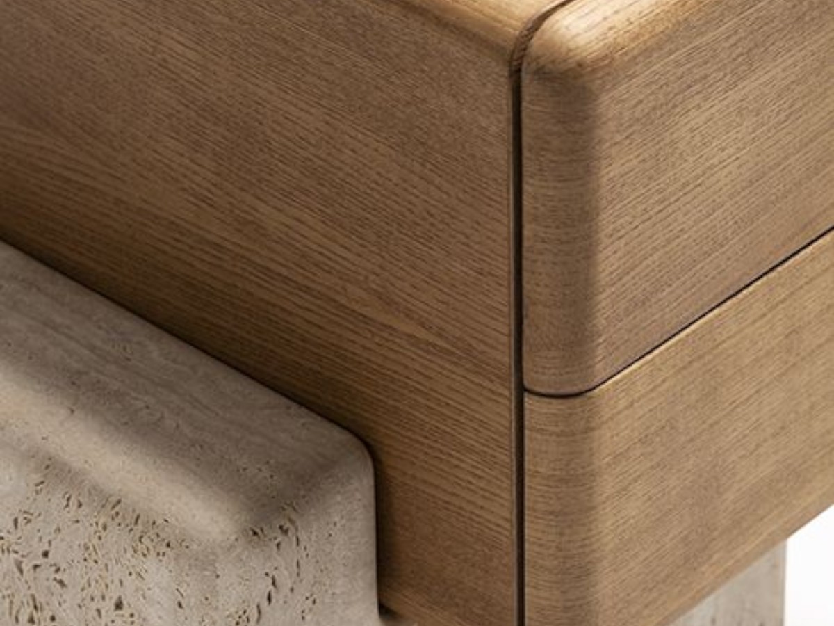 Carpanese Home Brick N Bedside Table Marble Base Wooden Drawers