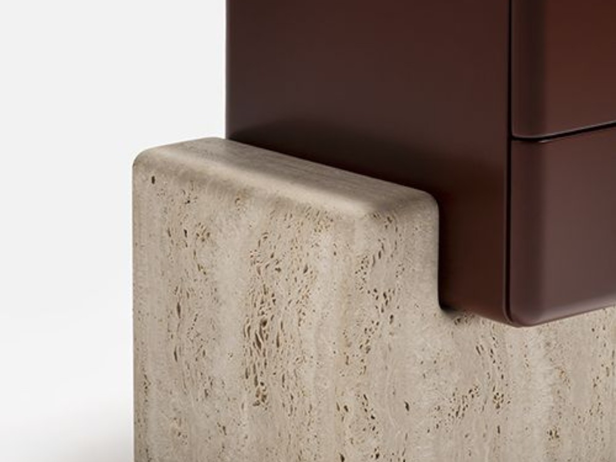 Carpanese Home Brick N Bedside Table Marble Base Lacquered Drawers