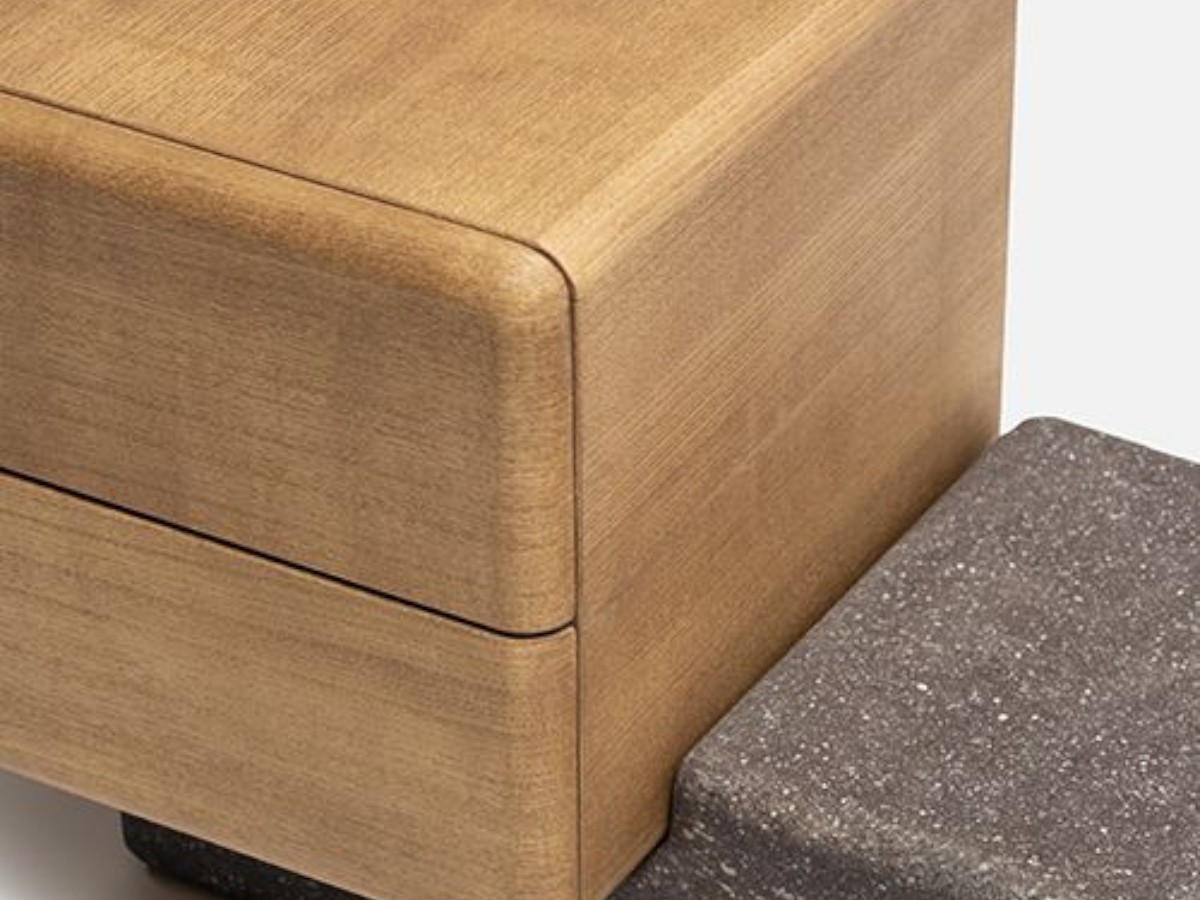 Carpanese Home Brick Nl Bedside Table Marble Base Wooden Drawers