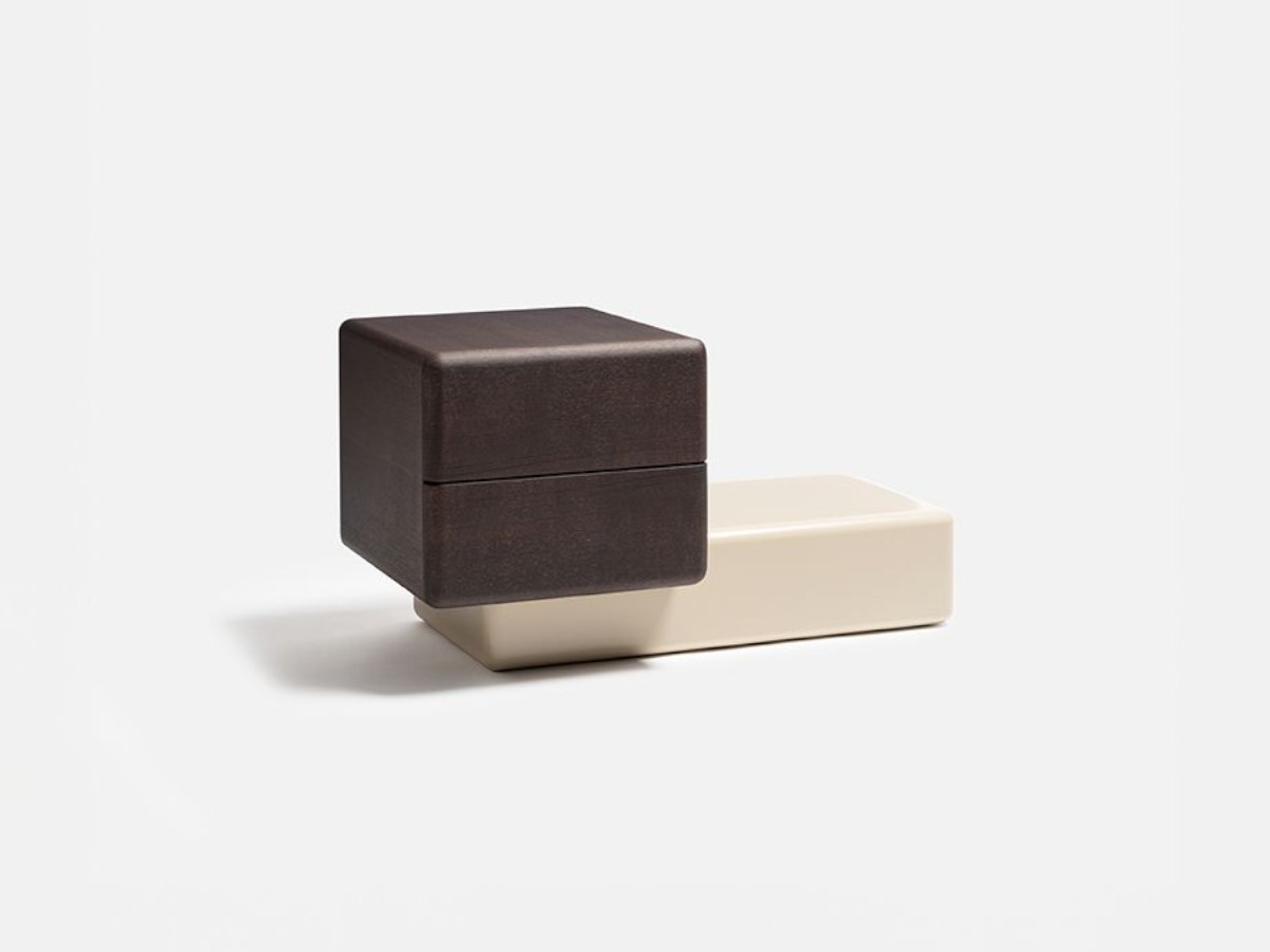 Carpanese Home Brick Nl Bedside Table Lacquered Base Wooden Drawers