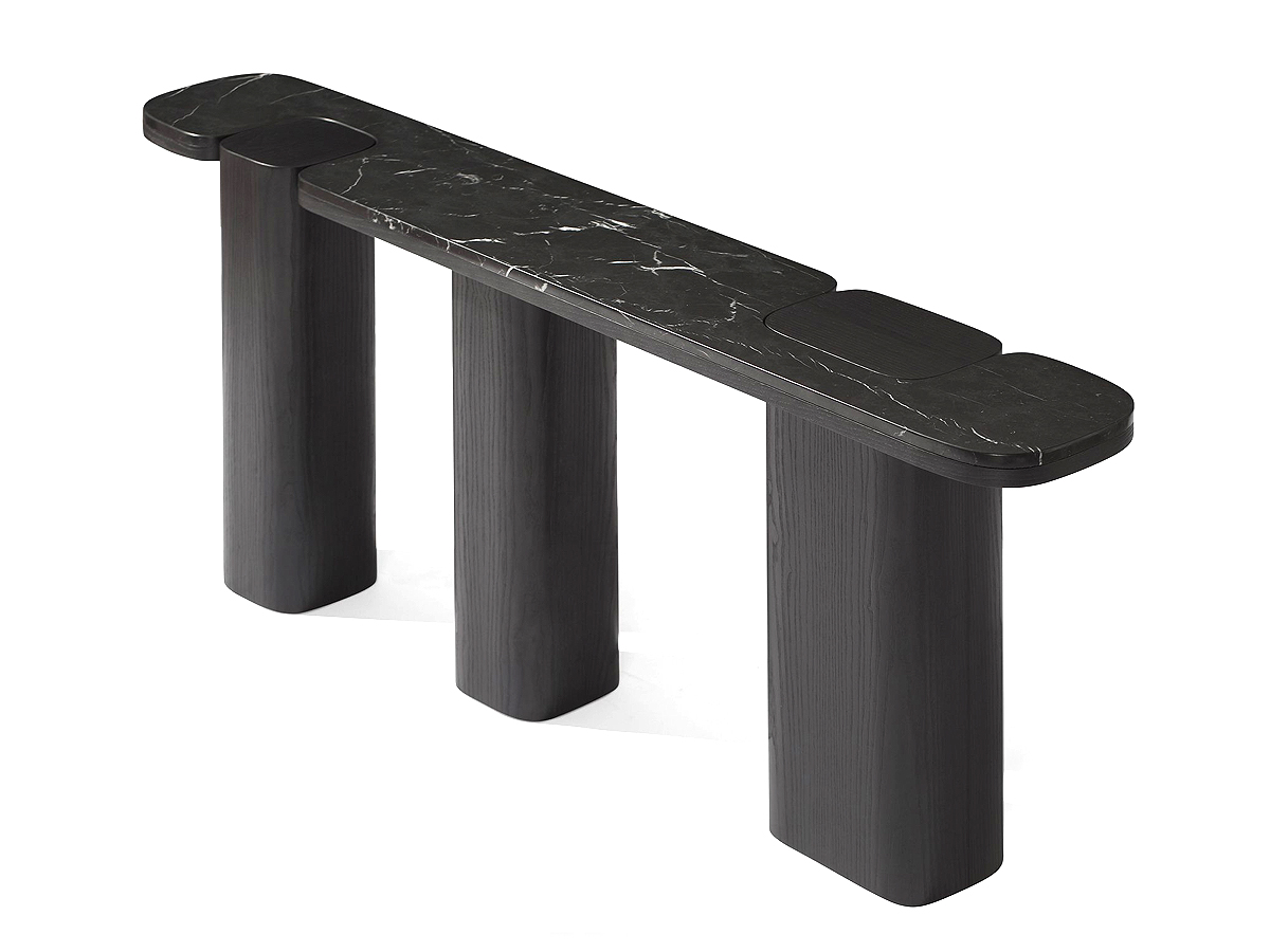 Carpanese Home Erice C Console 33 Carbon Black Marquinia Marble