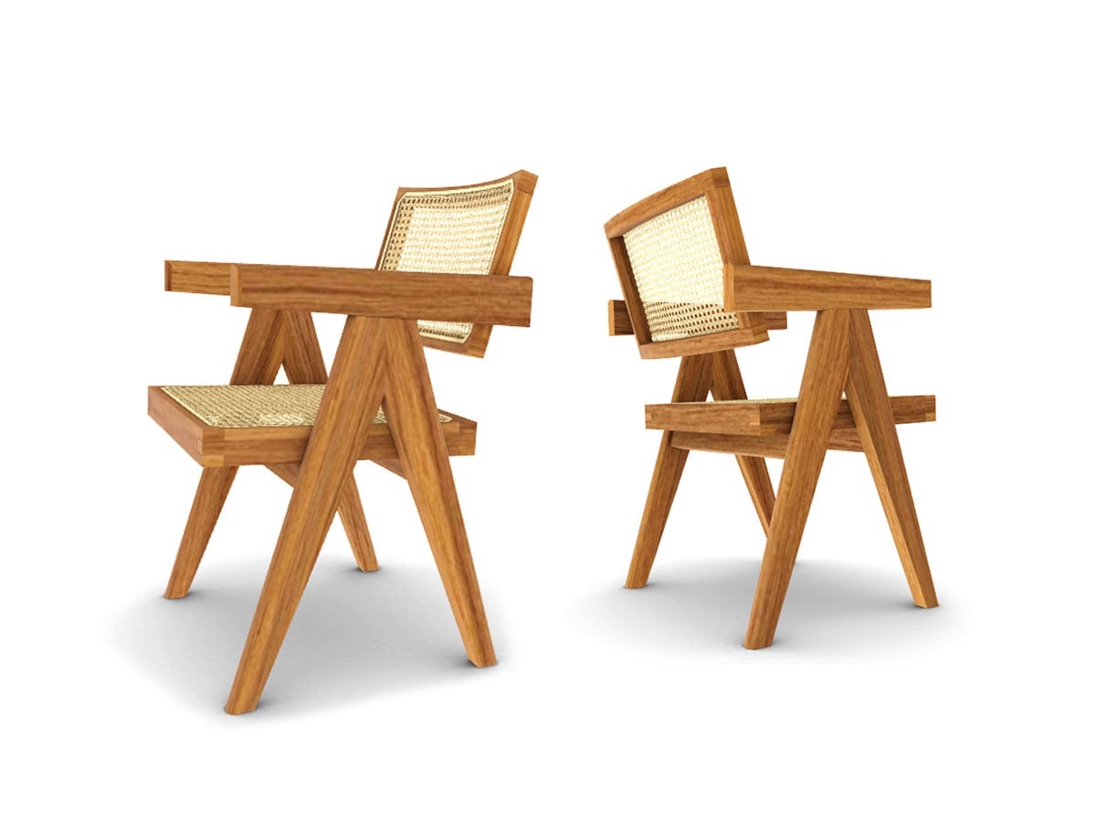 Cassina 051 Capitol Complex Office Chair Natural Teak
