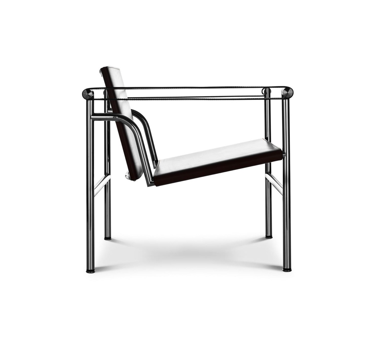 Cassina 1 Fauteuil Dossier Basculant Armchair Chrome Black Leather
