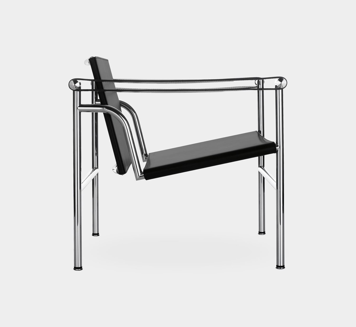 Cassina 1 Fauteuil Dossier Basculant Armchair Chrome Black Leather