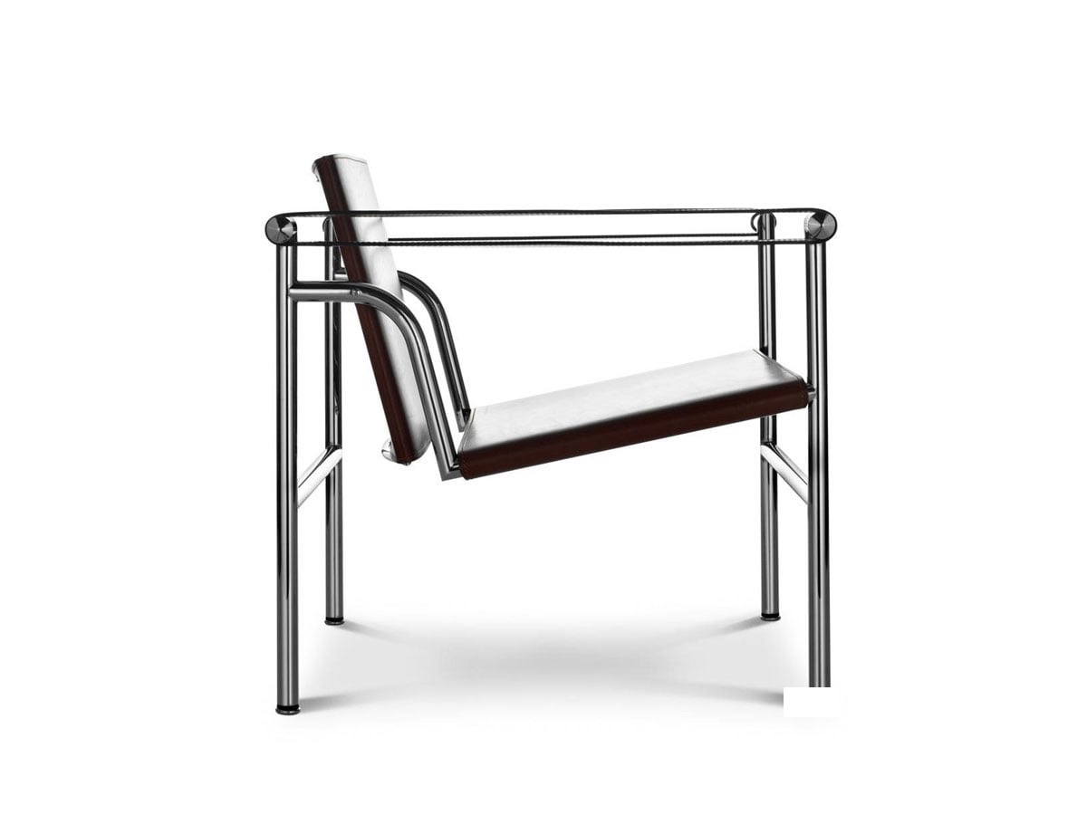 Cassina 1 Fauteuil Dossier Basculant Sling Chair Chrome Brown Hide Leather
