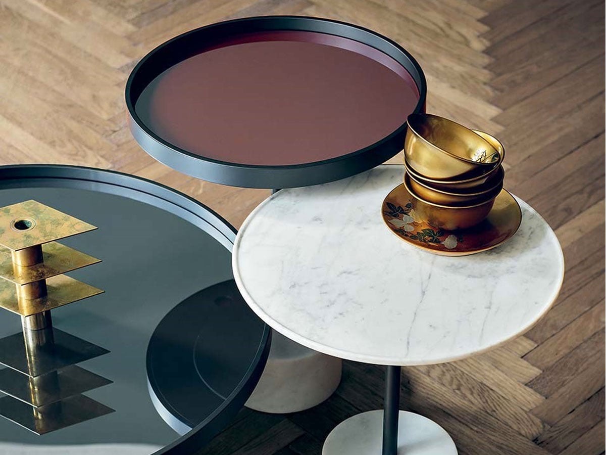 Cassina 194 9 Coffee Table Marble Base Glass Aluminum Top