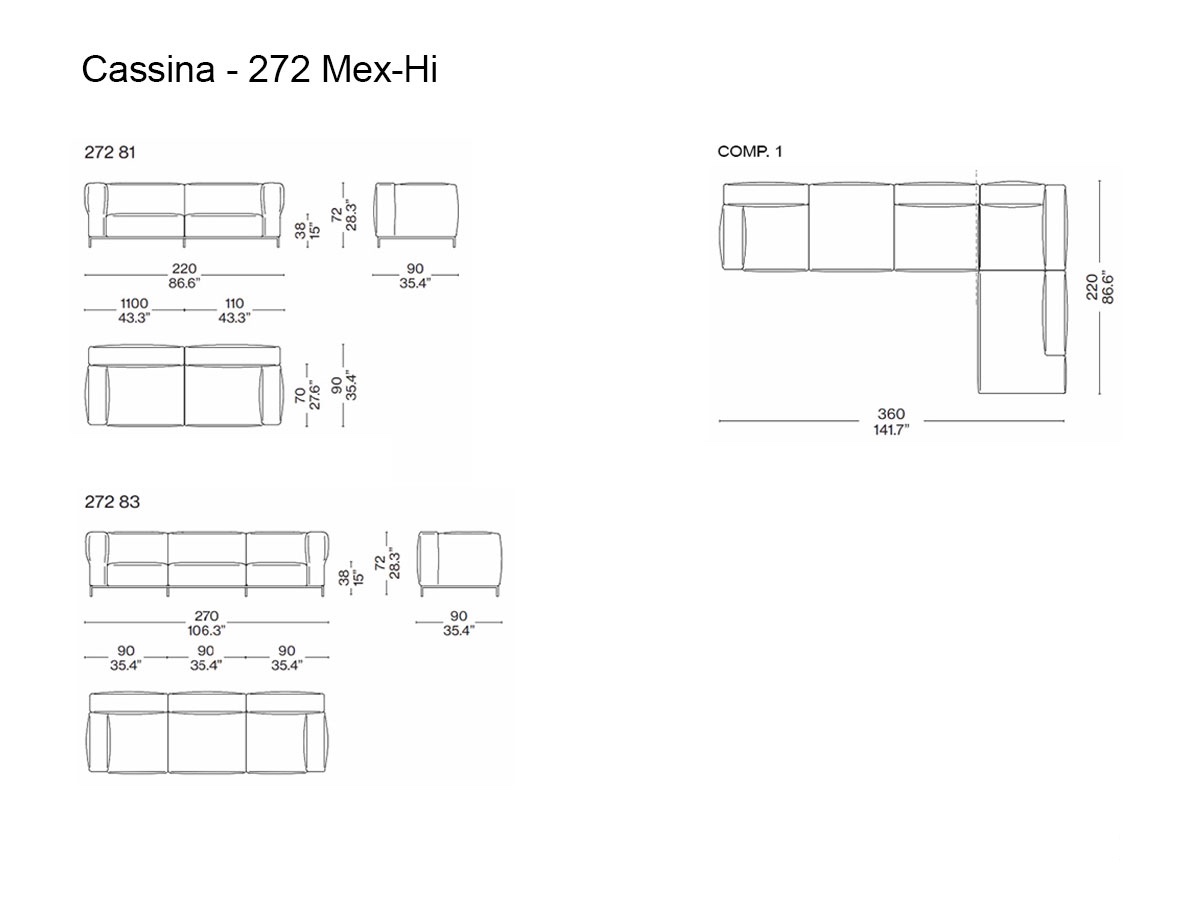 Cassina 272 Mex Hi Sofa Collection