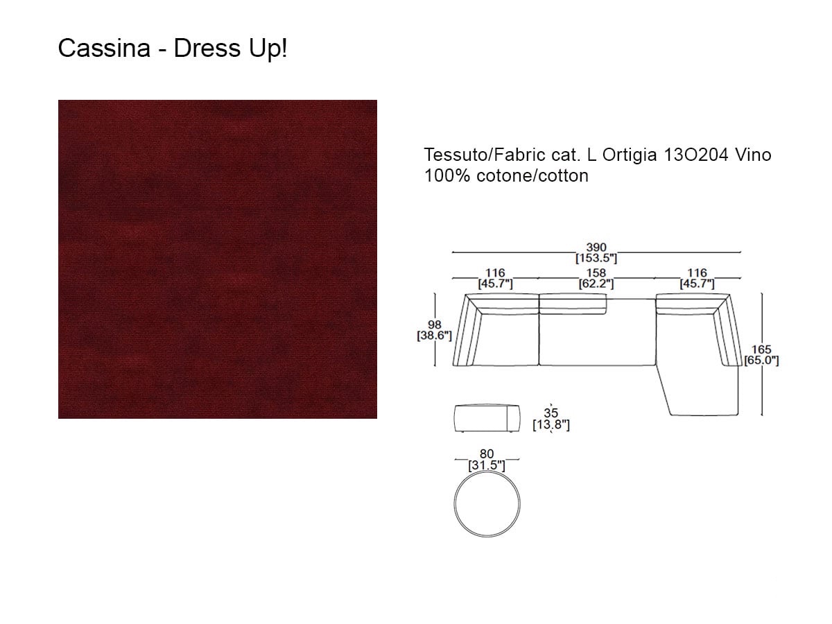 Cassina 291 Dress Up Sofa Pouf Ortigia Vino