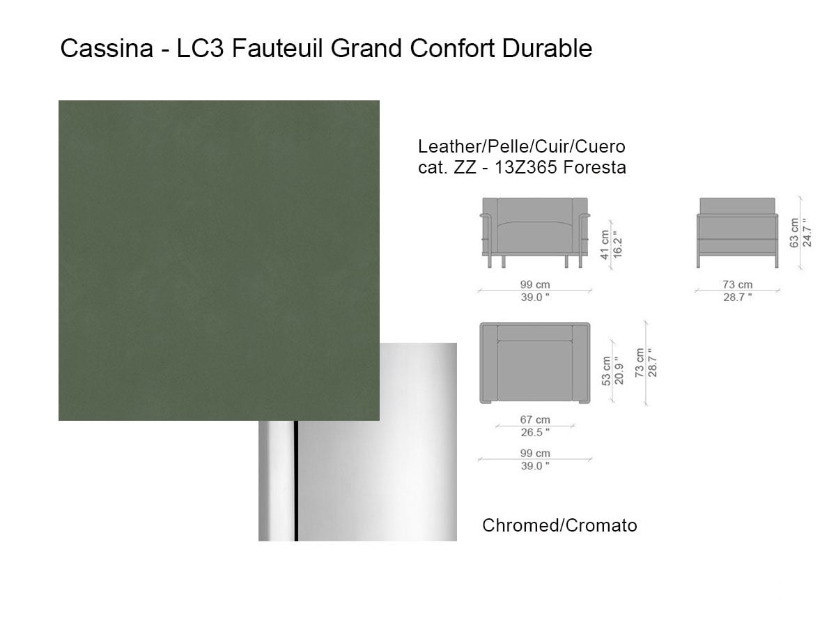 Cassina 3 Fauteuil Grand Confort Grand Modele Durable Chromedzz Foresta 13z365