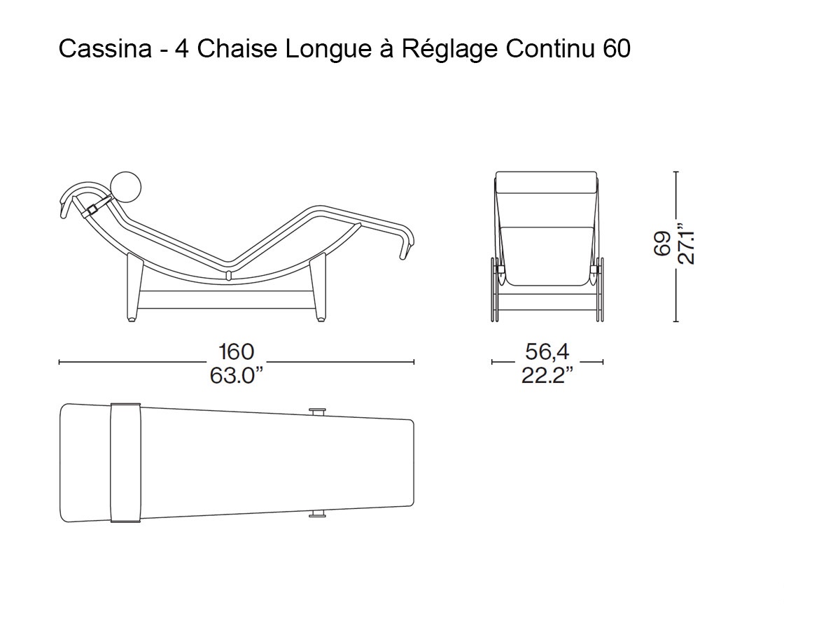 Cassina 4 Chaise Longue A Reglage Continu 60