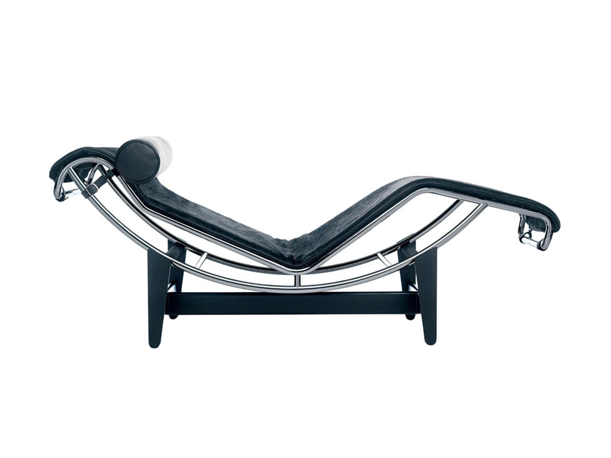 Cassina 4 Chaise Longue A Reglage Continu Black Cowskin