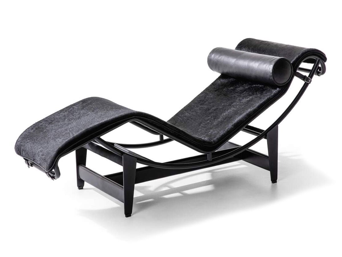 Cassina 4 Chaise Longue A Reglage Continu Durable Noire Black Hairyskin 13z226