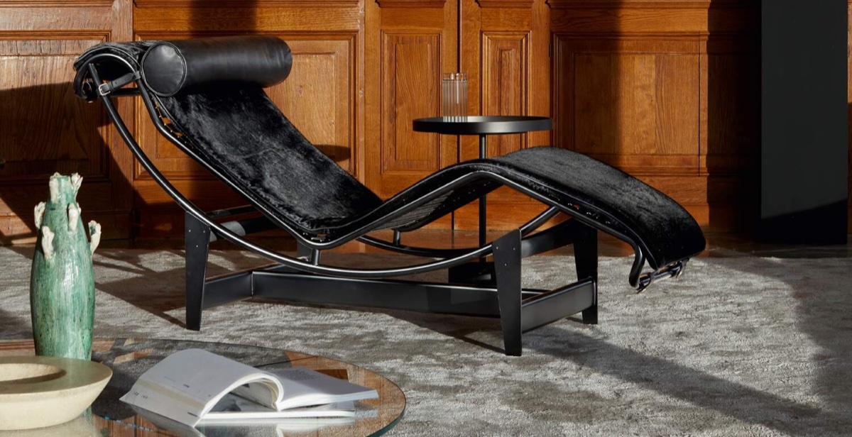 Cassina 4 Chaise Longue A Reglage Continu Durable Noire Black Hairyskin 13z226