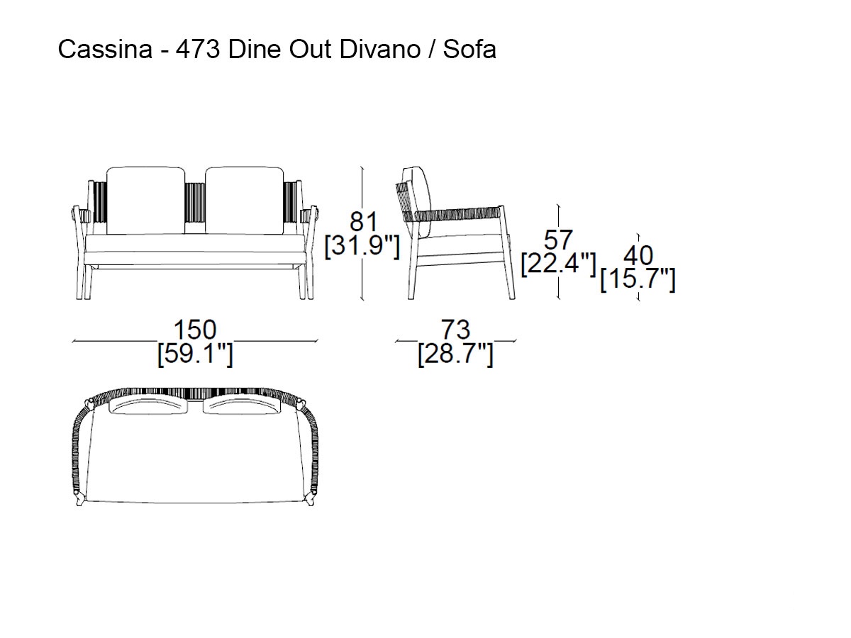 Cassina 473 Dine Out 2 Seater Sofa