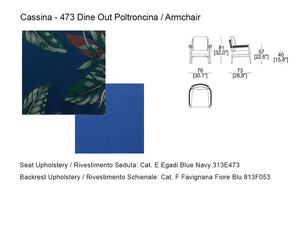 Cassina 473 Dine Out Armchair Seat Fabric Cat