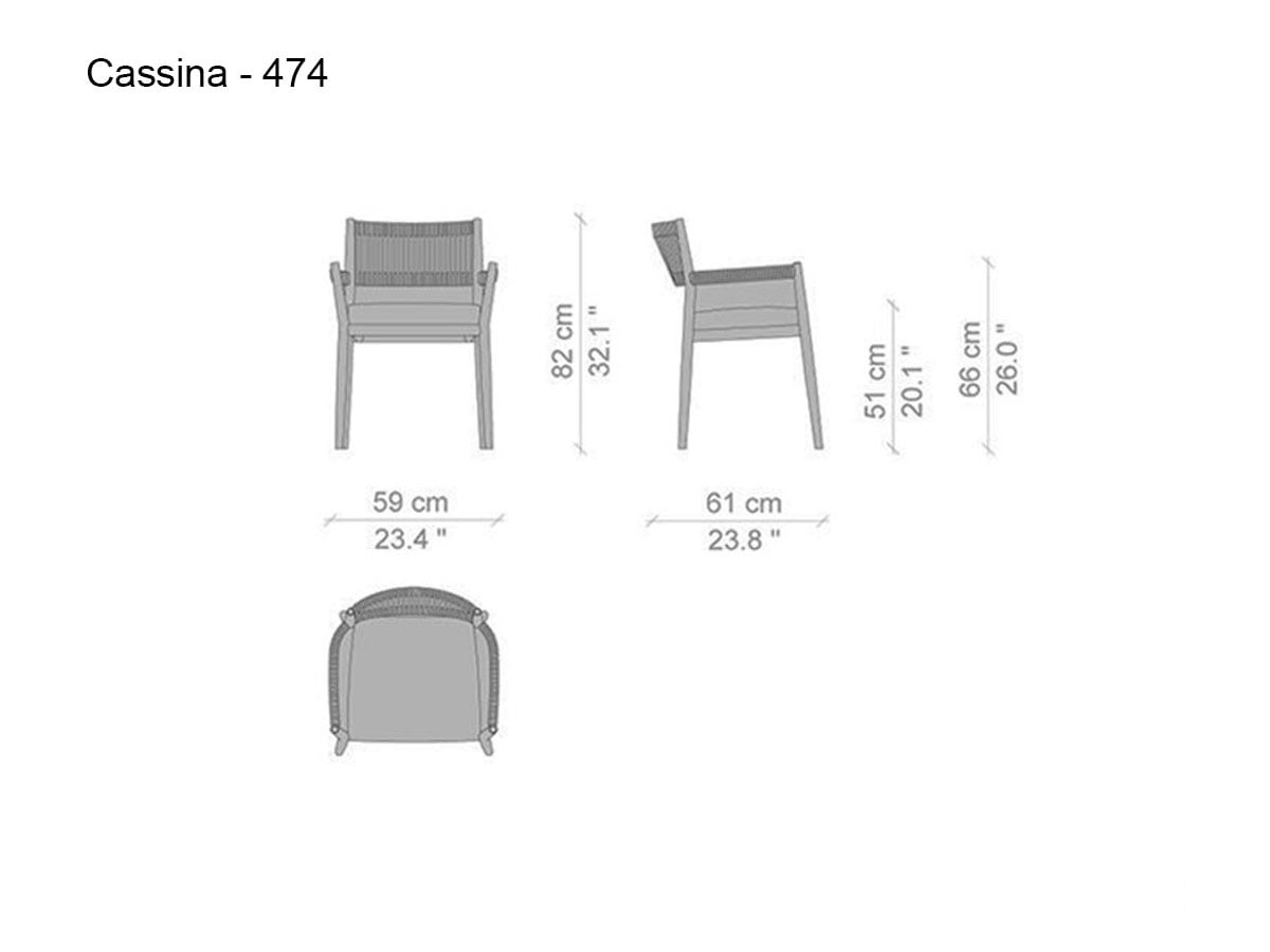 Cassina 474 Dine Out Chair With Armrests Linosa 13la02