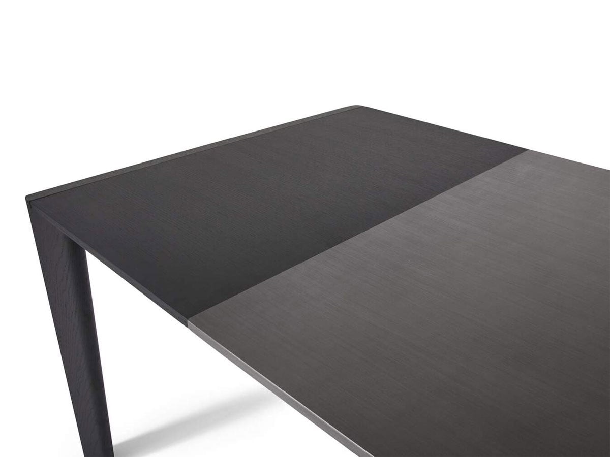 Cassina 481 Longplane Extendable Table Black Stained Oak Metal Pewter Striated
