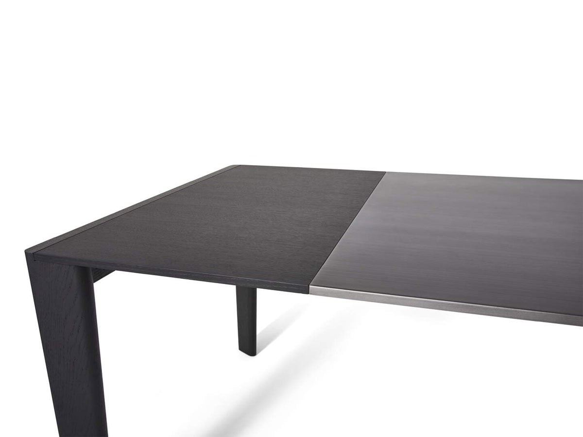 Cassina 481 Longplane Extendable Table Black Stained Oak Metal Pewter Striated