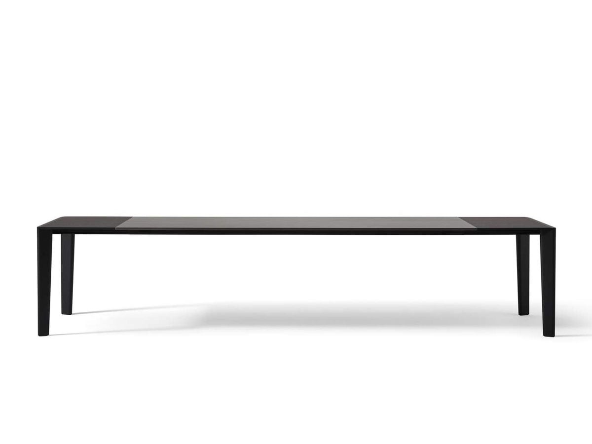 Cassina 481 Longplane Extendable Table Black Stained Oak Metal Pewter Striated