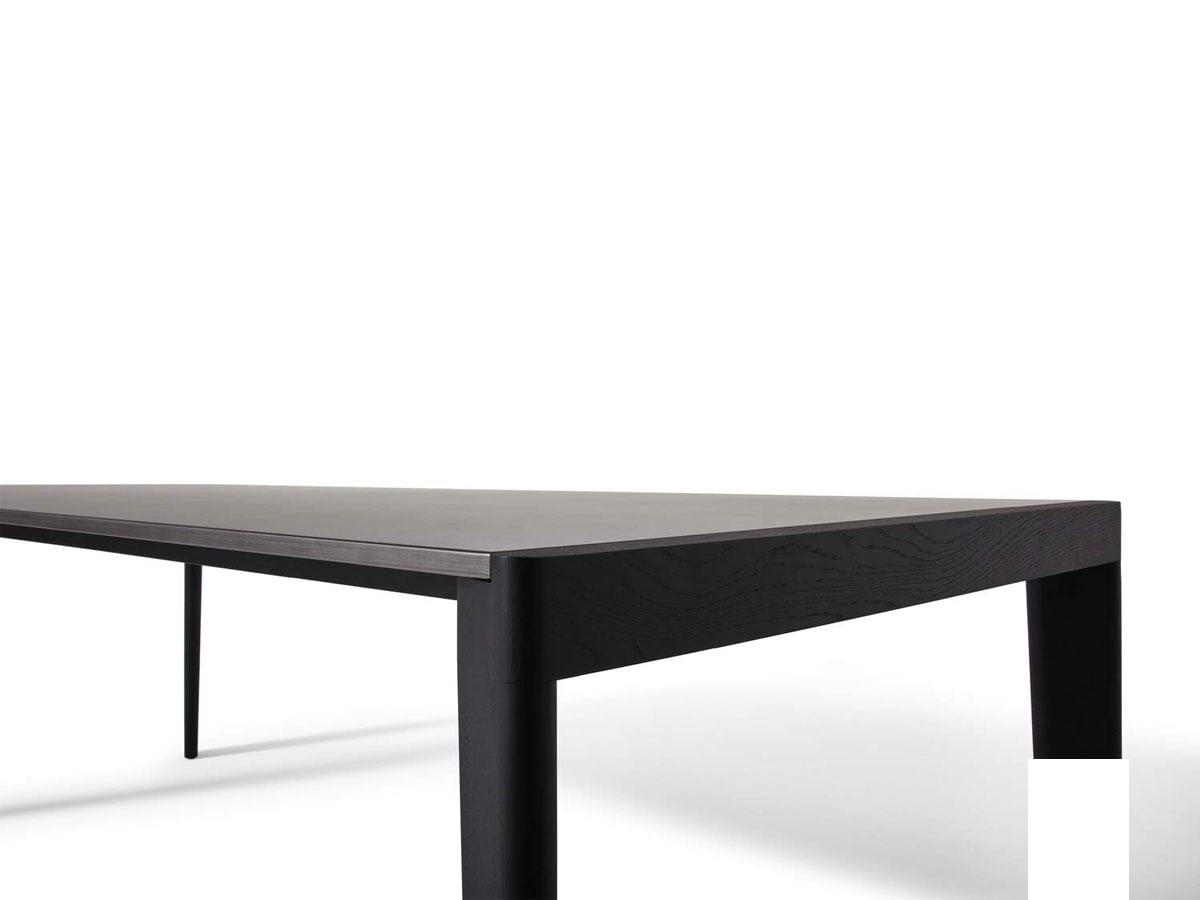 Cassina 481 Longplane Extendable Table Black Stained Oak Metal Pewter Striated