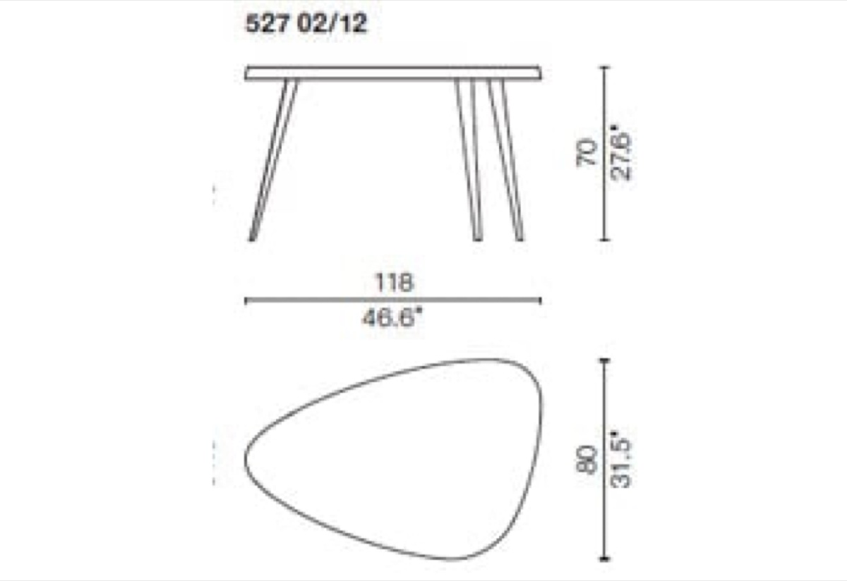 Cassina 527 Mexique Table Haute Chene Naturel H 70 Cm