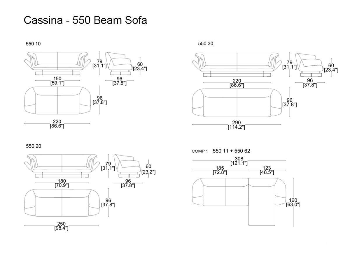 Cassina Beam 550 Sofa Collection