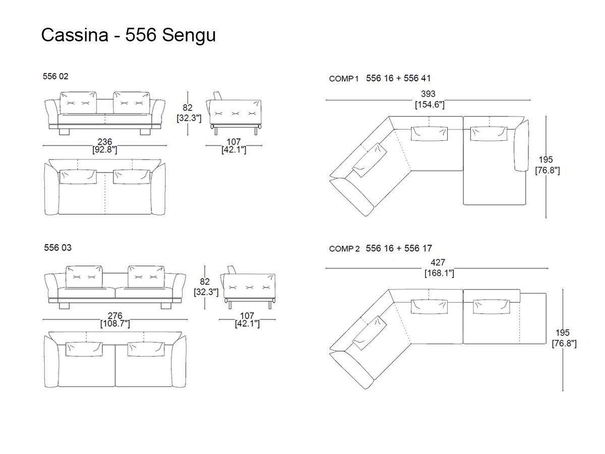Cassina 556 Sengu Sofa Collection