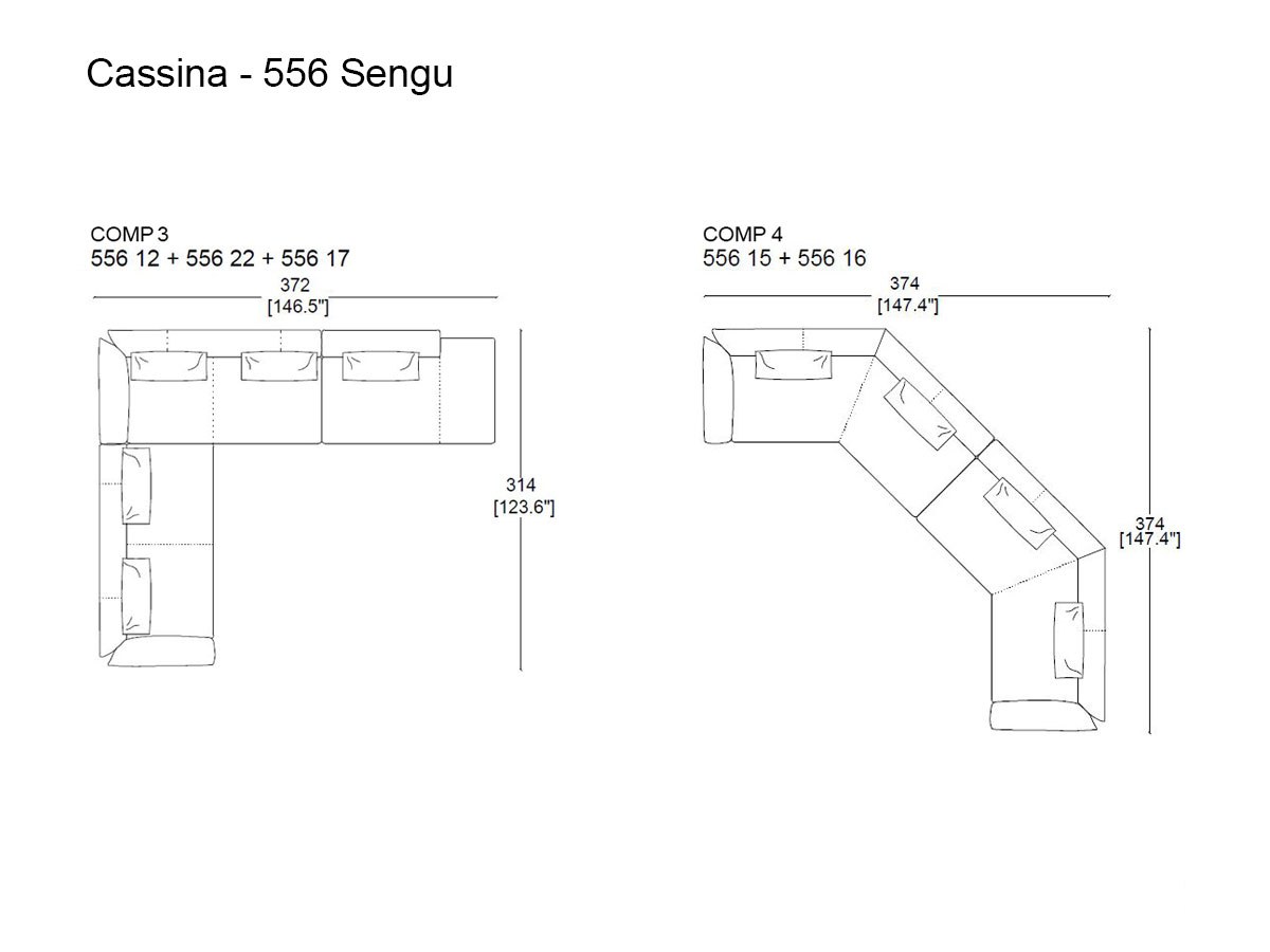 Cassina 556 Sengu Sofa Collection