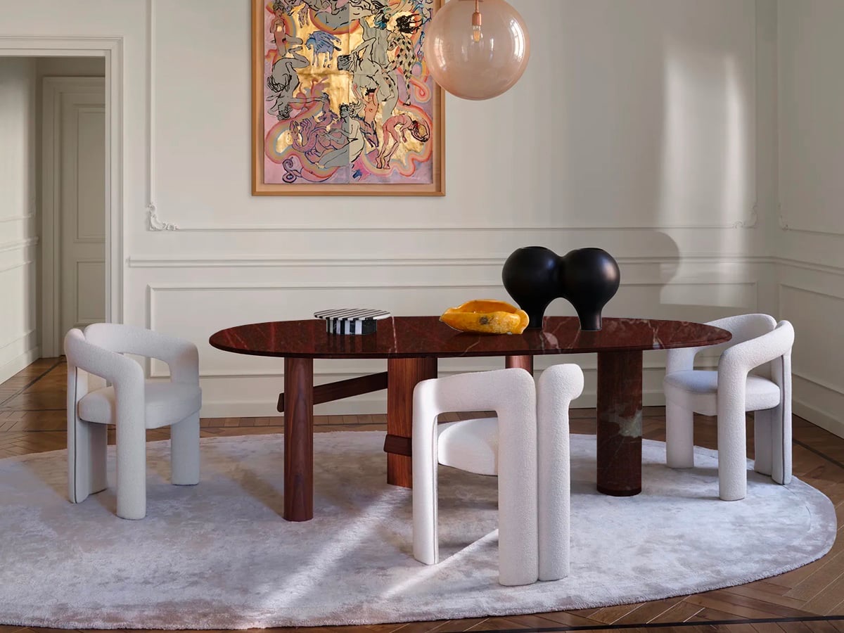 Cassina 559 Sengu Table Canaletto Walnut Red Levanto Marble