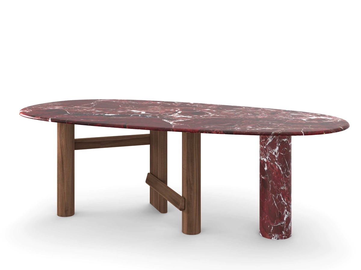 Cassina 559 Sengu Table Canaletto Walnut Red Levanto Marble