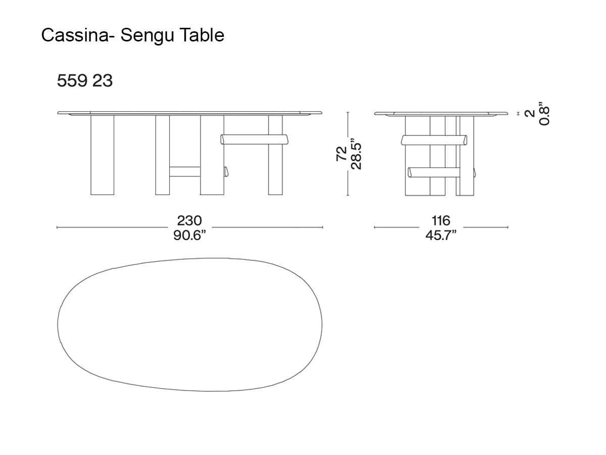 Cassina 559 Sengu Table Canaletto Walnut Red Levanto Marble