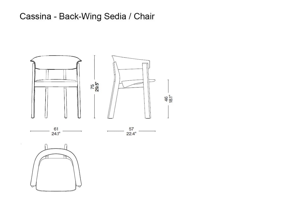 Cassina 560 Back Wing Chair With Armrests