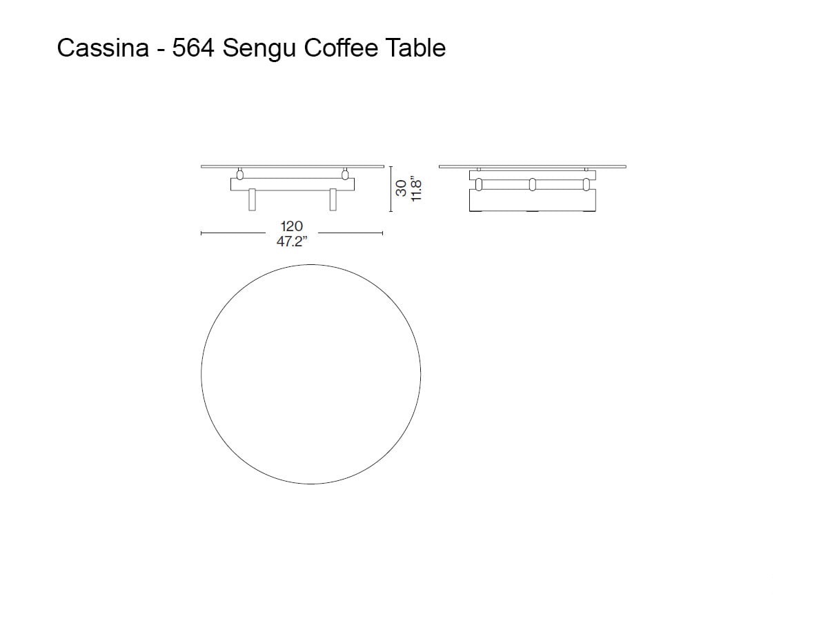 Cassina 564 Sengu Coffee Table Round Canaletto Walnut Base