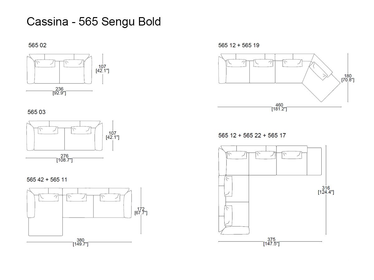 Cassina 565 Sengu Bold Sofa Collection