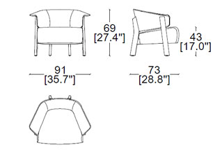Cassina 571 Back Wing Armchair