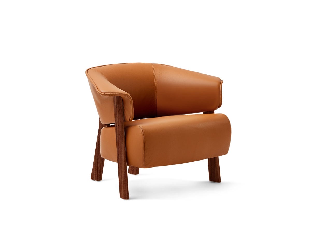 Cassina 571 Back Wing Armchair Walnut Canaletto Leather 360 Natural